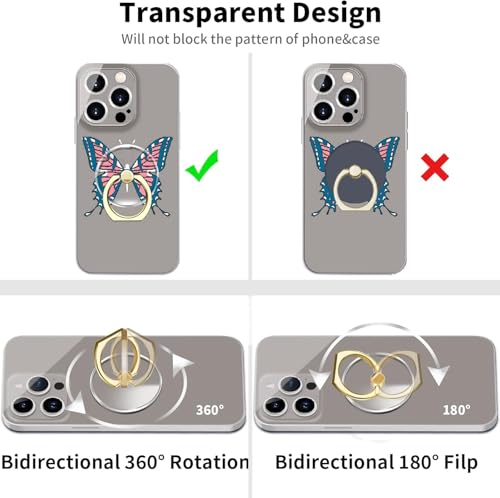 Image of KolorFish Transparent Phone Ring Stand Holder Mobile Phone Ring Holder Finger Grip 360 Degree Rotation (Pack of 2) Gold Round