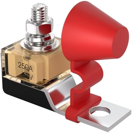 KERWINN Marine-Rated Battery Terminal Fuse Block Kit,250A/58V MRBF Fuse Holder,Single M8 Terminal (5/16"),Includes Weatherproof Cap,for Marine/Truck/RV/Construction Equipment