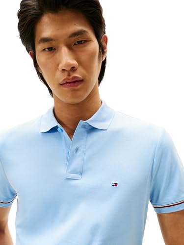Image of Tommy Hilfiger Men's Short Sleeve Casual Polo Shirts in Slim Fit with Liquid Cotton and Cuff Designs