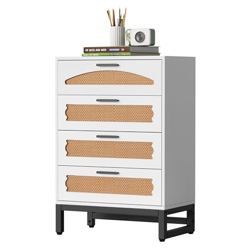 Mericonia Natürliche Rattan-Kommode mit 4 Schubladen, Schlafzimmer...