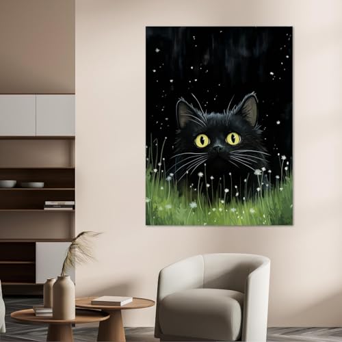 Affiche de chat mignon et fleurs champêtres pour une atmosphère douce à la maison