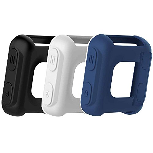 aczer-Y Compatible Replacement Band for Garmin Forerunner 35 Accessories Watchbands, 10 Color Replacement Watch Band with Stainless Buckle and Rubber Strap (case:Black+White+Navy)