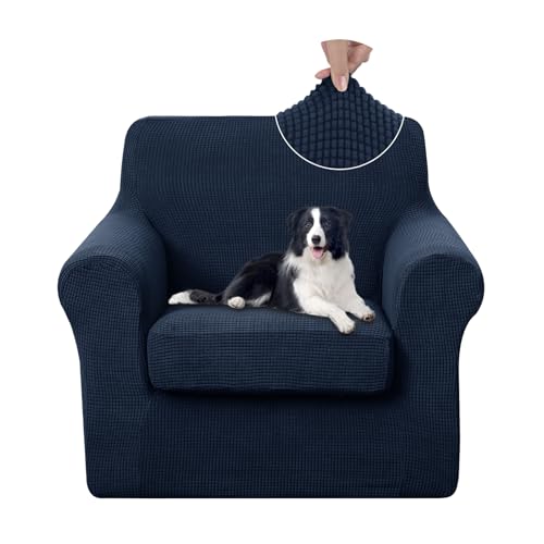 U-NICE HOME 2 Pieces Chair Covers Stretch Chair Slipcover, Navy