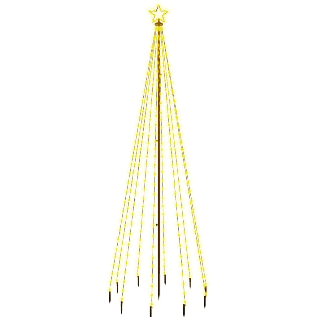 Árbol de Navidad LED con piquetas de tierra, luz blanca cálida, 310 ledes, 300 cm, ahorro de energía, con 8 efectos de luz, para exteriores, acero recubierto de polvo