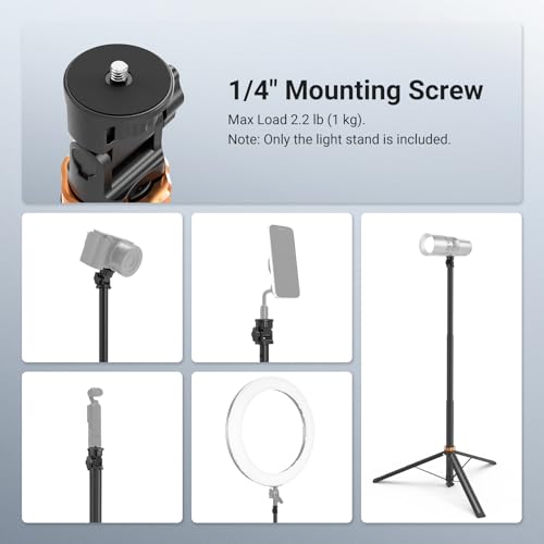 Image of NEEWER Basics Photography Light Stand, 81 inch Extendable Metal Portable Adjustable Camera Tripod for Continuous Output Lighting, 1 /4 inch Screw Compatible with Canon Nikon Sony DSLR Webcam Pocket 3, ST016
