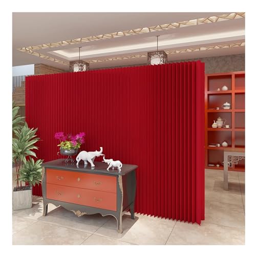 Cloison rétractable en papier rouge pour séparer un grand open space sans mur
