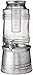 Circleware Breeze Glass Beverage Drink Dispenser with Stand Metal Base which Transforms to Metal Ice Bucket and Metal Lid + Fruit Infuser + Chrome Finished Spigot, HUGE 2.3 Gallons