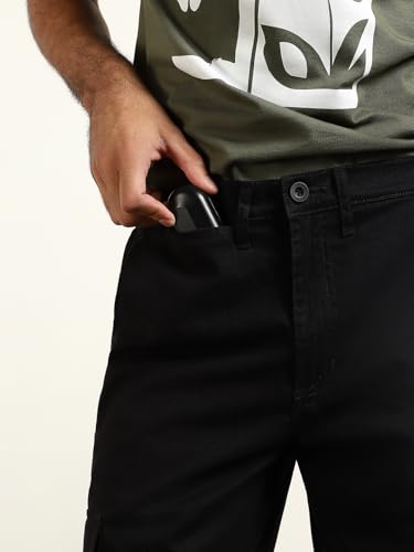 Image of NOBERO Men's Straight Fit Mid Rise Wanderer Travel Cargo Pants | Multiple Pockets | | Lowers for | Casual Wear | Sports | Gym | Trek | Lowers