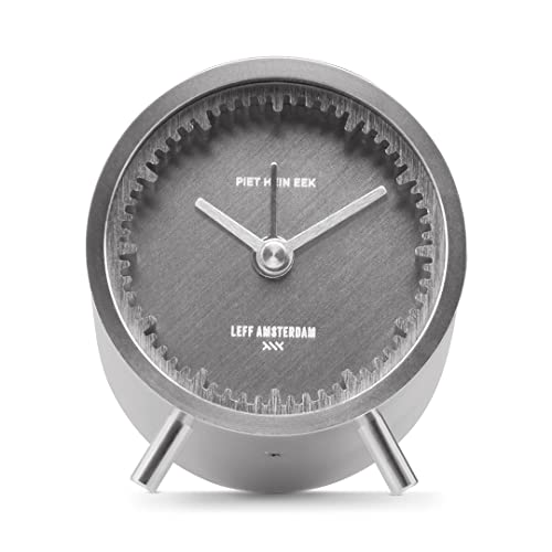 Leff Amsterdam - Reloj de alarma de tubo - Acero - Diseño - Reloj de mesa o estante - Movimiento de cuarzo
