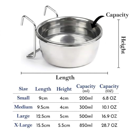 Image of Pets Empire Best Stainless Steel Birds Coop Cup Feeder Bowl (200 ML Pack of 2, Hook)