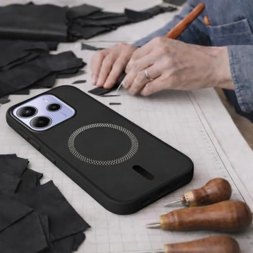 Image of Jkobi Leather Finish Back Cover Case for Redmi Note 14 5G | Redmi Note 14 SE (MagSafe Compatible Wireless Charging | Soft Touch | Camera Bump Protection)