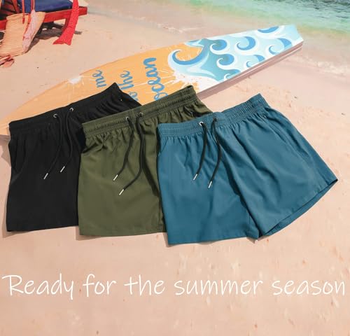 Image of BRISIRA Mens Swim Trunks Swim Shorts Quick Dry 5 inch Inseam Beach Shorts with Compression Liner and Zipper Pocket