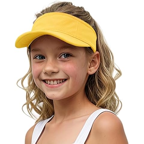 Jastore Kids Girls Boys Packable Hat Sun Visor Hats Cotton Sports Summer Golf Visor Hat (One Size, Yellow) Cover