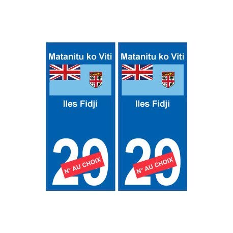 Iles Fidji Matanitu ko Viti sticker numéro département au choix autocollant plaque immatriculation sticker auto - Angles : arrondis