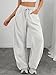 ATHMILE Barrel Sweatpants Women Fall Fashion Wide Leg Pants Baggy Lounge Comfy Flowy Casual Cotton Sweat Pants with Pockets Heather White