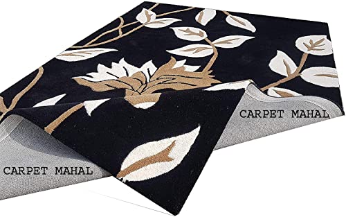Image of Carpet Mahal Export Quality Handmade Tuffted Pure Woollen Carpet for Living Room Bedroom Size 6 x 6 feet Square (180X180 Cm) Color-Multi