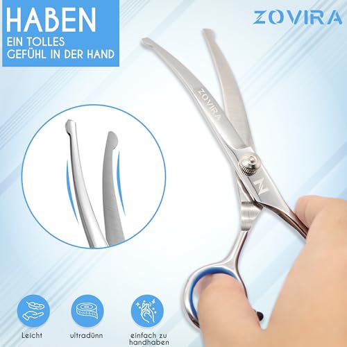 Zovira Professionelles Scheren für die Hundepflege 6,5'' gebogener Hundeschere, runder Spitze und Pfotenschere zum Schneiden von Hundehaaren