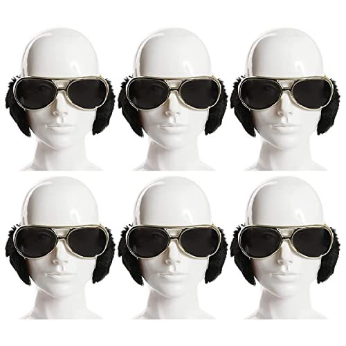 Juego de accesorios King of Rock and Roll para adultos, paquete de 1, gafas Elvis con lentes oscuras y patillas negras, gafas de sol de los años 60 y quemaduras laterales Rock n Roll Blues Rock Star