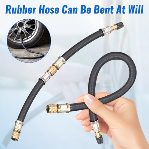 Universal Flexible Tire Valve Extension for Car, Durable Long Tire Valve Extender for Easy Tire Inflation, Flexible Valve Extender for Hard to Reach Valve Stems (120mm (4.72in))