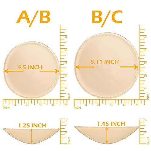 Topbine 3 Pairs Round Soft Bra Inserts Pads Removable Sport Bra Cups Inserts Push Up Bra Pad For Bikini Top Swimsuit (A/B Beige) #TOP2