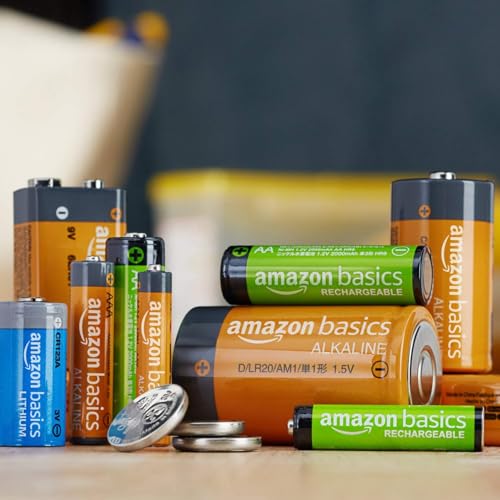 Image of Amazon Basics 12-Pack Rechargeable AAA NiMH Batteries, 800 mAh, 1.2V, Low Self-Discharge, Pre-Charged, Recharge up to 1000x Times