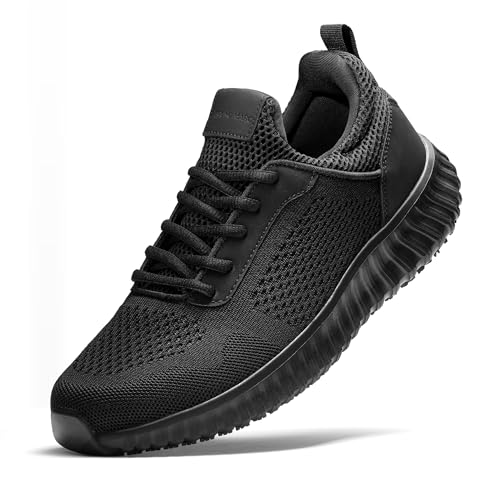 Bruno Marc Men's Non Slip Work Shoes Walking Zapatos Trabajo Black & Lightweight Food Service Chef Kitchen Restaurant Resistant Sneakers,Size 11,Black,SBWO2302M