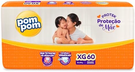 Fralda Descartável Infantil PomPom Protek Proteção de Mãe Até 12h...
