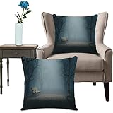 Taies d'oreillers Maison DécorationBanc dans Le Parc sur Un Habitat de thème d'horreur Sombre et mystérieux de la forêt effrayan, Chambre Salon Canapé Coussins Oreillers