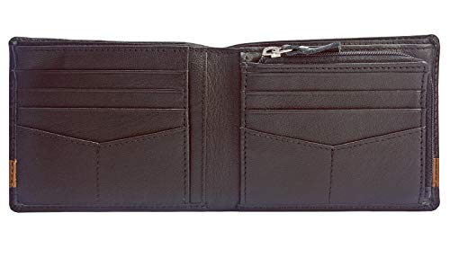 DELSTAR Leather Wallet for Men - RFID blocking & Chain Coin Pocket (Brown) - Image 5