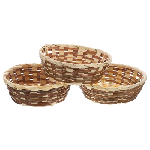 SOLUSTRE 3Pcs Woven Fruit Serving Baskets Storage Containers for Home Organization and Stylish for Fruits and Food Serving