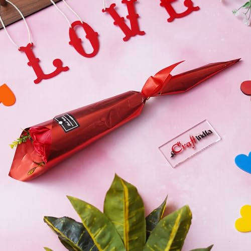 Image of eCraftIndia Best Wishes Artificial Red Rose Flower Decorative Showpiece Gift | Valentine Gift for Girlfriend Boyfriend Husband Wife Her Him | Valentine Decoration Items