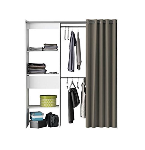 PEGANE Kit Placard Extensible Space en Panneaux de Particules Blanc Perle - Dim 168,2 x 187 x 50 cm