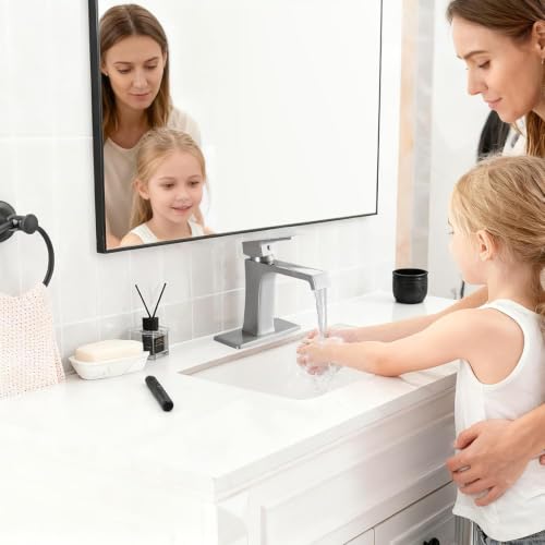 YEUALUQAN Waterfall Bathroom Faucet Chrome Bathroom Sink Faucet, Modern Single Hole Bathroom Faucet, Single Handle RV Sink Vanity Faucet—Includes Pop-Up Drain, Suitable for 1-Hole or 3-Hole - image 3