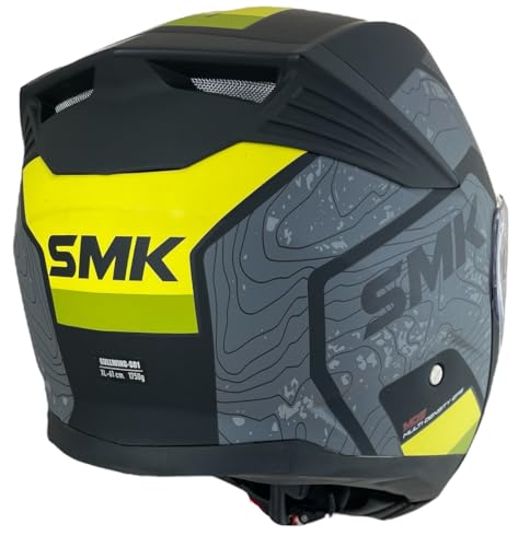 SMK Helme GULLWING Navigator Modularhelm, Schwarz, Gelb und Grau, Zulassung 22.06, mit Doppelvisier, P/J (2XL 63/64)