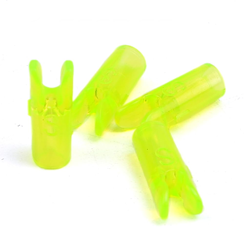 PHILOCS 60pcs Archery Pin Nocks Size L and S for ID 3.2mm ID 4.2mm ID 6.2mm Shaft Replacement Nock, Plastic Arrow Tails DIY Arrows Accessory (S yellow 1)