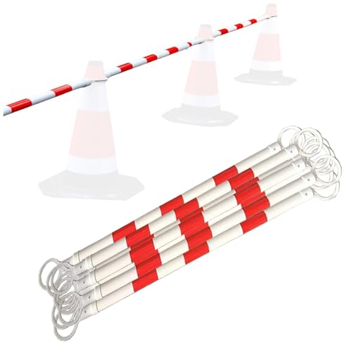 ERRULAN 10 Pack Retractable Traffic Cone Bar from 4 ft to 7.2 ft, Flexible Plastic Cones Connectors for Road Construction, Made of Durable PVC with Reflective Stickers