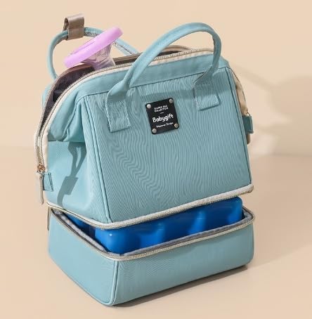 Breast Milk Cooler Bag, Insulated Baby Bottle Bag, Breast Milk Cooler Bag, Baby Bottle Cooler Bag, Suitable for Nursing Mothers Day Care, Blue 11l