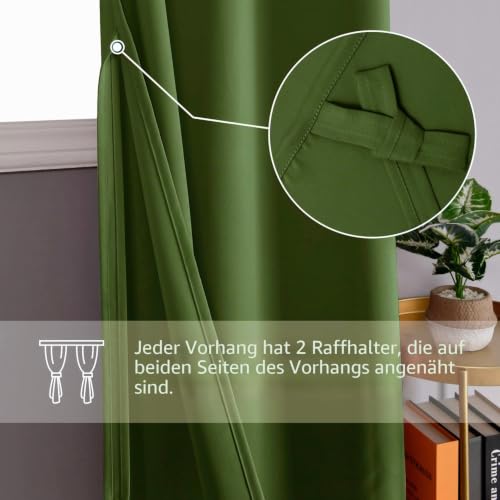 DWCN Blickdichte Vorhänge mit Vorhange-Raffhalter Verdunkelungsvorhang – Ansicht 2