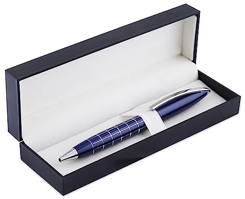 Image of amazon basics Premium Ballpoint Pen with Case for Office, Home and Gifting (Blue Body, Blue Ink)
