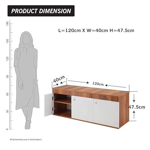 Image of Amazon Brand - Solimo Engineered Wood 3 Door Shoe Rack Walnut Finish | 120D X 40W X 47.5H Centimeters