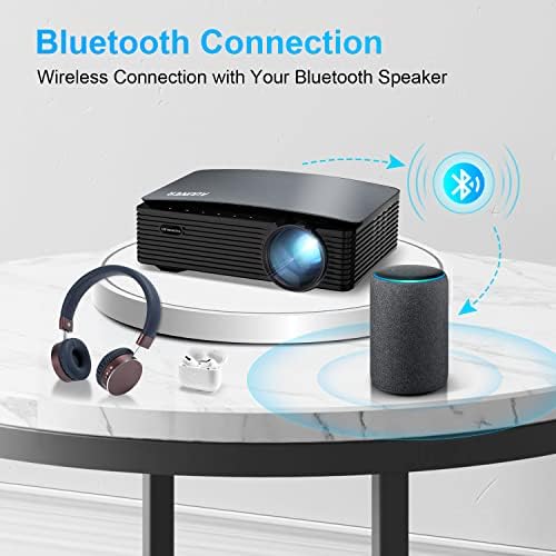 Projector 4K, Auuner 5G WIFI Bluetooth Projector with Electric Focus and Digital Zoom, 9500 Lumens Outdoor Projector with 300 Inch Display, 1080P Phone Projector for TV Stick, Netflix IOS Android.