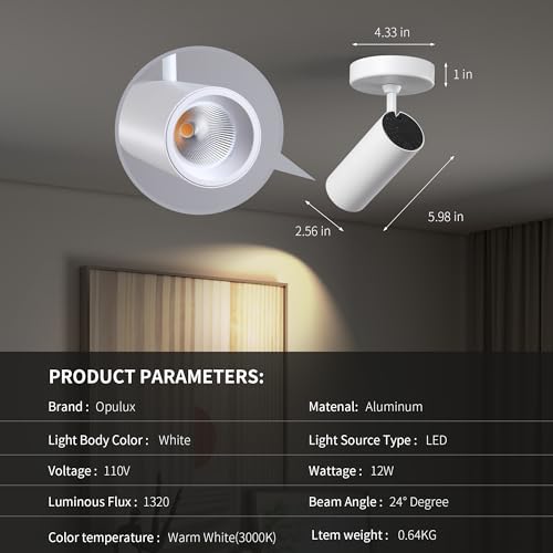 Image of LED Dimmable Ceiling Spotlight Indoor, Hardwire Directional Fixture