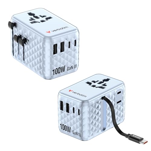 Adaptateur de voyage GaN 100W Verbatim chargeur universel PC portable