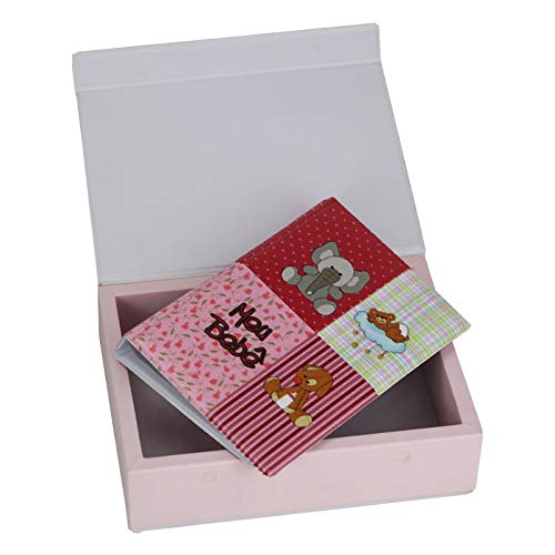 Kit Álbum 100 Fotos 10x15 Meu Bebê Rosa + Porta retrato 10x15 + Diário