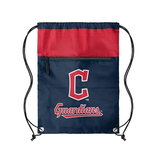 FOCO Mochila com cordão e bolso com zíper e logotipo principal do time de beisebol oficialmente licenciada pela MLB, Cleveland Guardians, One Size, Mochilas Daypack