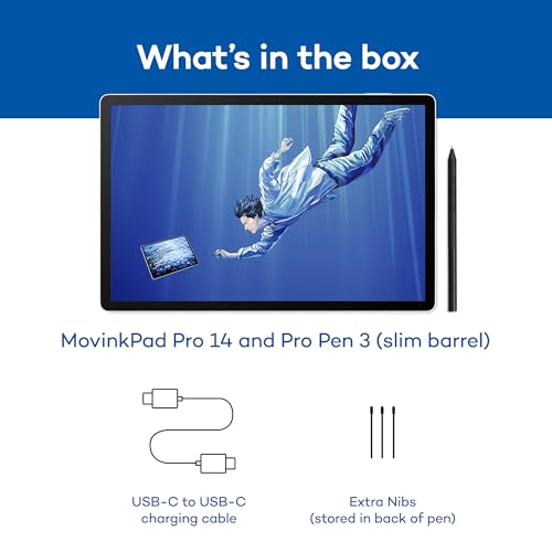 Image of Wacom MovinkPad Pro 14, Android Mobile Drawing Tablet, 14 inch OLED No Computer Needed, Battery-Free Slim Pro Pen 3, 12GB RAM /256GB Storage, Anti-Glare Matte Screen, All-In-One Portable Digital Art Tablet