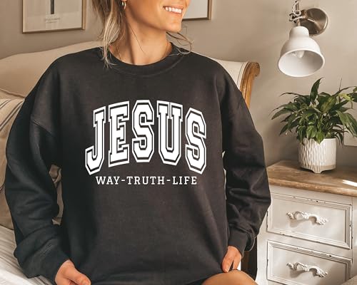 Jesus Way Truth Love Sweatshirt, Christian Sweatshirt, Religious Sweatshirt for Women, Unisex Retro Church Outfit, Christian Apparel for Men, God Sweatshirt, Retro Jesus Sweatshirt4