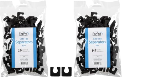 ForPro Sole Toe Separators - Black Luxurious Foam Separators - Individual Toe Separators for Pedicures â€“ 144-Count (Pack of 2)