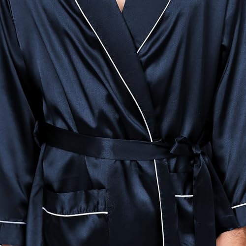 Ropa de dormir con cuello en V tipo bata larga con pantalones cortos de algodón 7