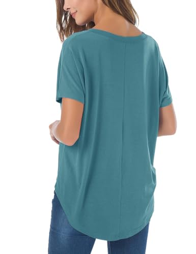 Image of Herou Women Loose Fit T-Shirts Soft Short Sleeve Crew Neck Casual Tee Tops | Lightweight,Basic,Workout,Comfortable,High Low Hem,Oversized